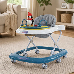  Andador Para Bebé Kidscool Pingüino Ruedas Silenciosas Celeste 65 X 55 X 50 cm