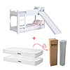Camarote Infantil de Transición Montessori Kidscool MDP Blanco con Resbalín + 2 Colchones 150 x 70 x 10 cms