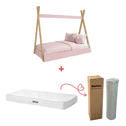 Cama Infantil Montessori Rosado + Colchon 150 x 70 x 10 cms