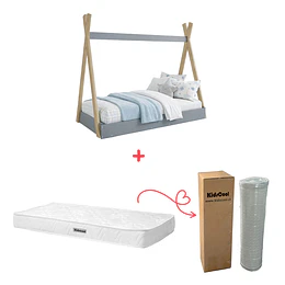 Cama Infantil Montessori Azul + Colchón 150 x 70 x10 cms