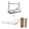 Cama Infantil Montessori Azul + Colchón 150 x 70 x10 cms