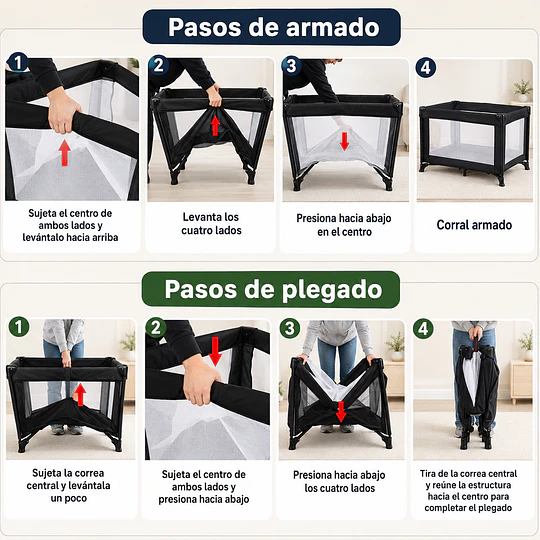 Cuna Corral Plegable y Portátil de Viaje Kidscool 102x74x71 cm Negro