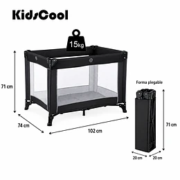 Cuna Corral Plegable y Portátil de Viaje Kidscool 102x74x71 cm Negro