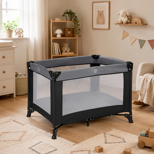 Cuna Corral Plegable y Portátil de Viaje Kidscool 102x74x71 cm Negro