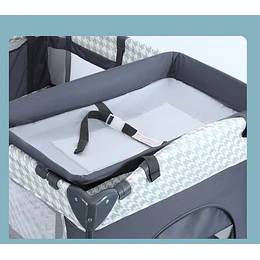 Cuna Corral Plegable de Viaje Kidscool con Mudador Organizador y Móvil 104 x 70 x 74 cm Gris Estampado -Preventa 10 de Septiembre