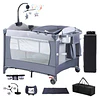 Cuna Corral Plegable de Viaje Kidscool con Mudador Organizador y Móvil 104 x 76 x 76 cm Gris 