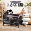 Cuna Corral Plegable de Viaje Kidscool con Mudador Mosquitero y Organizador 104 x 76 x 76 cm Gris
