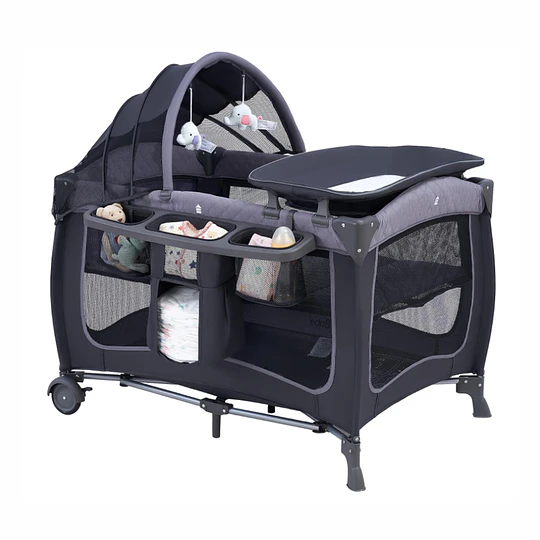 Cuna Corral Plegable de Viaje Kidscool con Mudador Mosquitero y Organizador 104 x 76 x 76 cm Gris
