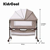 Cuna Colecho Compacta, Plegable, mecedora con Mosquitero Canasto Organizador y Ruedas Kidscool 90 x 50 X 80 cm Khaki