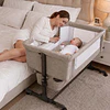 Cuna Colecho Compacta, Plegable, mecedora con Mosquitero Canasto Organizador y Ruedas Kidscool 90 x 50 X 80 cm Khaki