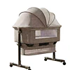 Cuna Colecho Compacta, Plegable, mecedora con Mosquitero Canasto Organizador y Ruedas Kidscool 90 x 50 X 80 cm Khaki