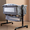Cuna Colecho Compacta, Plegable, mecedora con Mosquitero Canasto Organizador y Ruedas Kidscool 90 x 50 X 80 cm Gris
