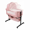 Cuna Colecho Compacta, Plegable, mecedora con Mosquitero Canasto Organizador y Ruedas Kidscool 90 x 50 X 80 cm Rosado