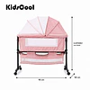 Cuna Colecho Compacta, Plegable, mecedora con Mosquitero Canasto Organizador y Ruedas Kidscool 90 x 50 X 80 cm Rosado