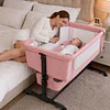 Cuna Colecho Compacta, Plegable, mecedora con Mosquitero Canasto Organizador y Ruedas Kidscool 90 x 50 X 80 cm Rosado