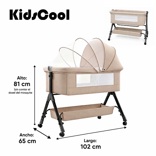 Cuna Colecho Plegable Antirreflujo y Balanceo Kidscool 102 x 65 x 81 cm Khaki