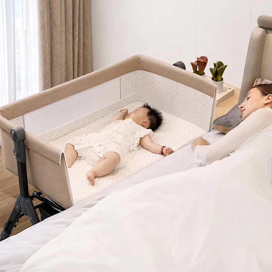 Cuna Colecho Plegable Antirreflujo y Balanceo Kidscool 102 x 65 x 81 cm Khaki