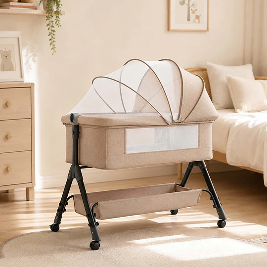 Cuna Colecho Plegable Antirreflujo y Balanceo Kidscool 102 x 65 x 81 cm Khaki
