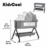 Cuna Colecho Compacta, Plegable, mecedora con Mosquitero Canasto Organizador y Ruedas Kidscool 90 x 50 X 80 cm Gris