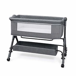 Cuna Colecho Compacta, Plegable, mecedora con Mosquitero Canasto Organizador y Ruedas Kidscool 90 x 50 X 80 cm Gris