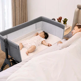 Cuna Colecho Compacta, Plegable, mecedora con Mosquitero Canasto Organizador y Ruedas Kidscool 90 x 50 X 80 cm Gris
