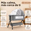 Cuna Colecho Compacta, Plegable, mecedora con Mosquitero Canasto Organizador y Ruedas Kidscool 90 x 50 X 80 cm Gris