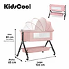 Cuna Colecho Compacta, Plegable, mecedora con Mosquitero Canasto Organizador y Ruedas Kidscool 90 x 50 X 80 cm Rosado