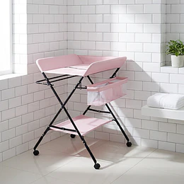 Mudador de Bebé Plegable Ajustable Kidscool con Ruedas y Organizador Rosado 64x79x10 cm 