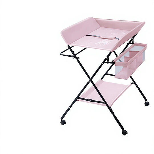 Mudador de Bebé Plegable Ajustable Kidscool con Ruedas y Organizador Rosado 64x79x10 cm 