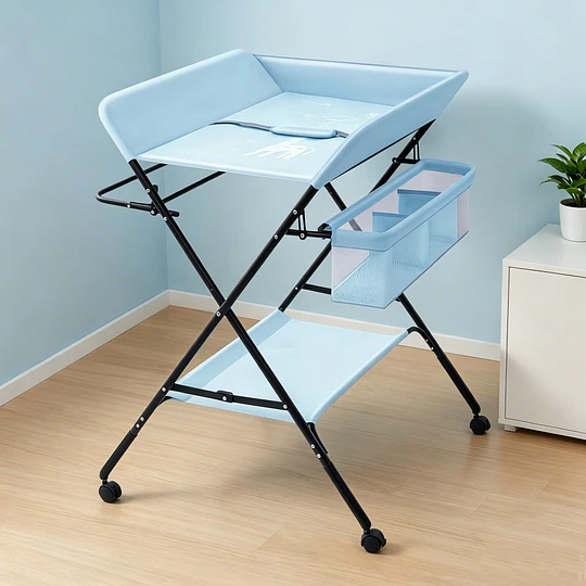 Mudador de Bebé Plegable Ajustable Kidscool con Ruedas y Organizador Azul 64x79x10 cm