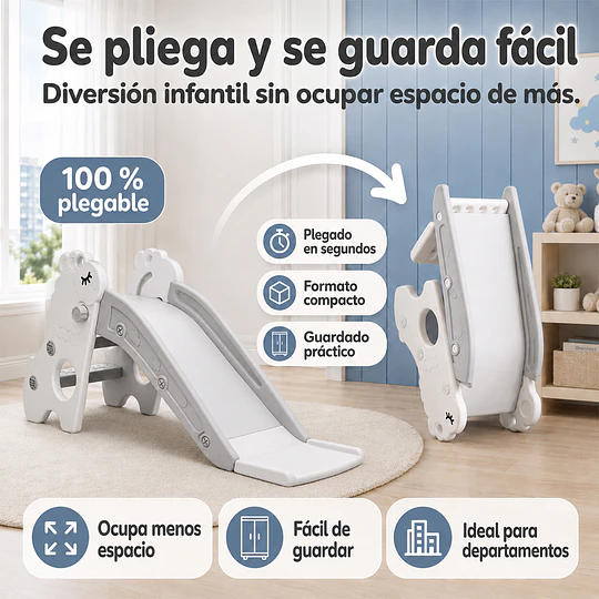 Resbalín Infantil Plegable Kidscool Centro de Juegos Crudo Gris