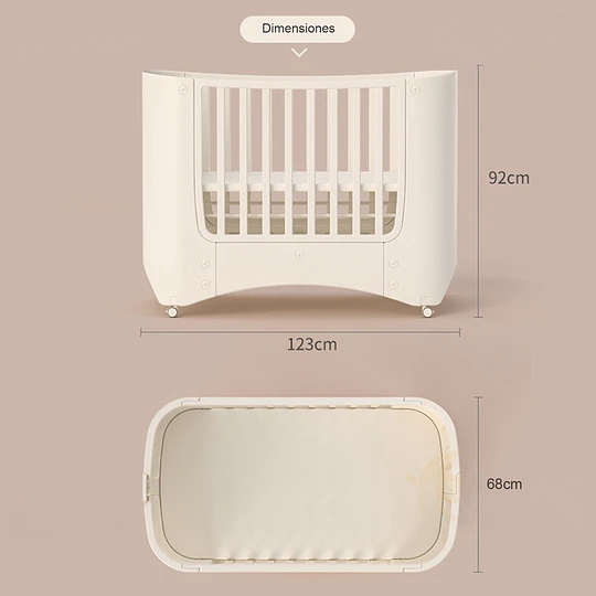 Retiro Express-Cuna Infantil Móvil Multifuncional Kidscool con Ruedas y Organizadores Beige 123 x 68 x 92 cm