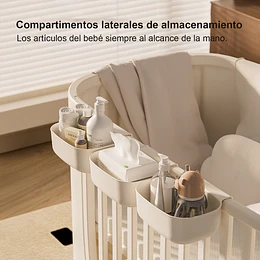 Retiro Express-Cuna Infantil Móvil Multifuncional Kidscool con Ruedas y Organizadores Beige 123 x 68 x 92 cm