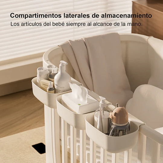 Retiro Express-Cuna Infantil Móvil Multifuncional Kidscool con Ruedas y Organizadores Beige 123 x 68 x 92 cm