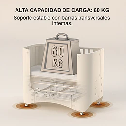 Retiro Express-Cuna Infantil Móvil Multifuncional Kidscool con Ruedas y Organizadores Beige 123 x 68 x 92 cm
