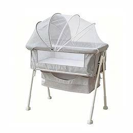 Retiro Express-Cuna Colecho Multifuncional Plegable estructura reforzada Kidscool con Mosquitero y Canasto 93 x 57 x 80 cm Gris