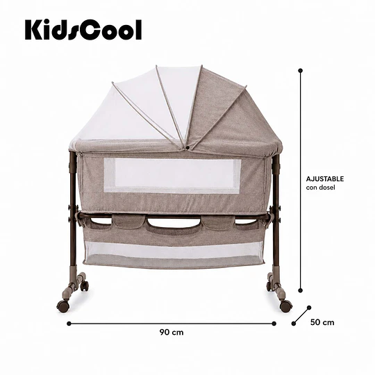 Retiro Express-Cuna Colecho Compacta, Plegable, mecedora con Mosquitero Canasto Organizador y Ruedas Kidscool 90 x 50 X 80 cm 