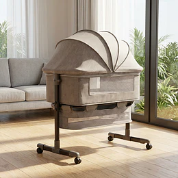 Retiro Express-Cuna Colecho Compacta, Plegable, mecedora con Mosquitero Canasto Organizador y Ruedas Kidscool 90 x 50 X 80 cm 