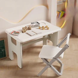 Retiro Express-Mesa y Silla Infantil Plegables Plástico Blanco Gris 45x70x45 cm