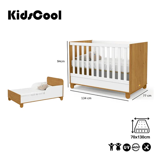 Retiro Express-Cuna Multifuncional Bebé Zupi Madera Blanca Caramelo+ Colchon Cama Baby Box 130x70 cms
