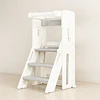 Retiro Express-Torre de Aprendizaje Infantil con Peldaños Antideslizantes Plástico Crema Gris 84x44.5x49 cm 