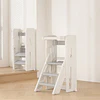 Retiro Express-Torre de Aprendizaje Infantil con Peldaños Antideslizantes Plástico Crema Gris 84x44.5x49 cm 