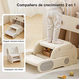 Retiro Express-Banquito Escalón Convertible en Silla Infantil Plástico Crema Gris 27x41x63 cm 