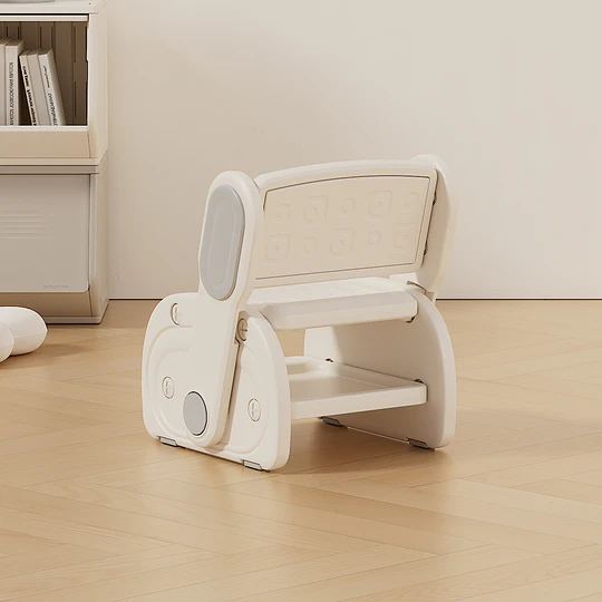 Retiro Express-Banquito Escalón Convertible en Silla Infantil Plástico Crema Gris 27x41x63 cm 