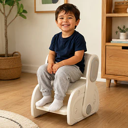 Retiro Express-Banquito Escalón Convertible en Silla Infantil Plástico Crema Gris 27x41x63 cm 