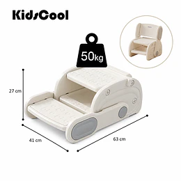 Retiro Express-Banquito Escalón Convertible en Silla Infantil Plástico Crema Gris 27x41x63 cm 