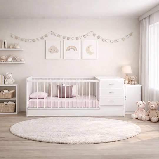 Cuna Cama Evolutiva Multifunción Kippi Blanca Kidscool  