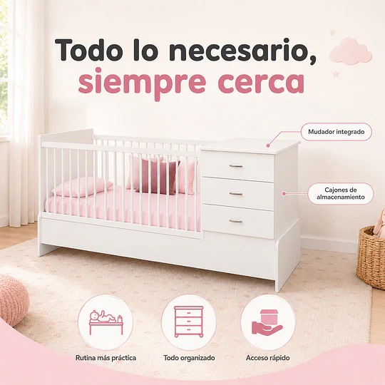 Cuna Cama Evolutiva Multifunción Kippi Blanca Kidscool  