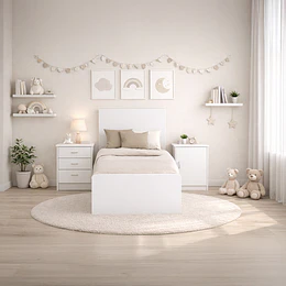 Cuna Cama Evolutiva Multifunción Kippi Blanca + Colchón 188 x 88 x 14 cms
