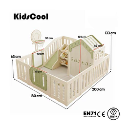 Retiro Express-Corral de 7 Juegos Infantil con Casita y Centro de Actividades Plástico Beige | 133x180x200 cm